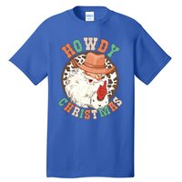 Howdy Christmas Santa Claus Cow Hat Western Southern Xmas Gift Tall T-Shirt