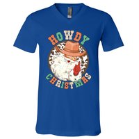 Howdy Christmas Santa Claus Cow Hat Western Southern Xmas Gift V-Neck T-Shirt