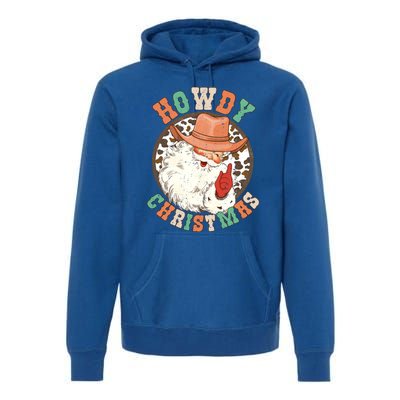 Howdy Christmas Santa Claus Cow Hat Western Southern Xmas Gift Premium Hoodie