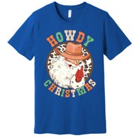 Howdy Christmas Santa Claus Cow Hat Western Southern Xmas Gift Premium T-Shirt