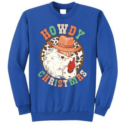 Howdy Christmas Santa Claus Cow Hat Western Southern Xmas Gift Tall Sweatshirt