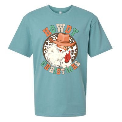 Howdy Christmas Santa Claus Cow Hat Western Southern Xmas Gift Sueded Cloud Jersey T-Shirt