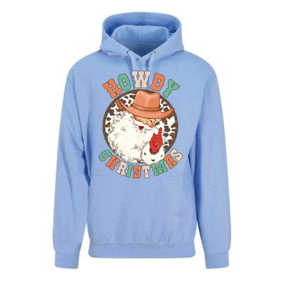 Howdy Christmas Santa Claus Cow Hat Western Southern Xmas Gift Unisex Surf Hoodie