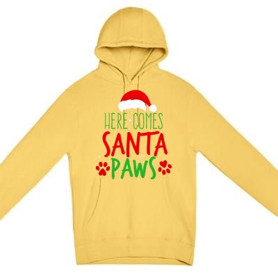 Here Comes Santa Paws Cute Christmas Premium Pullover Hoodie