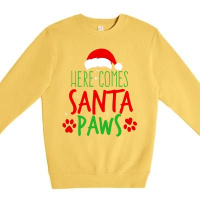 Here Comes Santa Paws Cute Christmas Premium Crewneck Sweatshirt