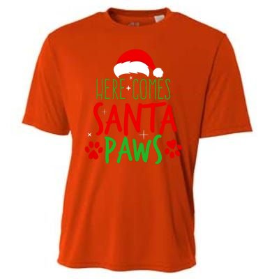 Here Comes Santa Paws Cute Christmas Cooling Performance Crew T-Shirt