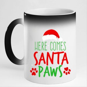 Here Comes Santa Paws Cute Christmas 11oz Black Color Changing Mug