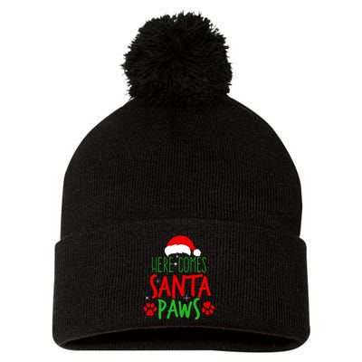 Here Comes Santa Paws Cute Christmas Pom Pom 12in Knit Beanie