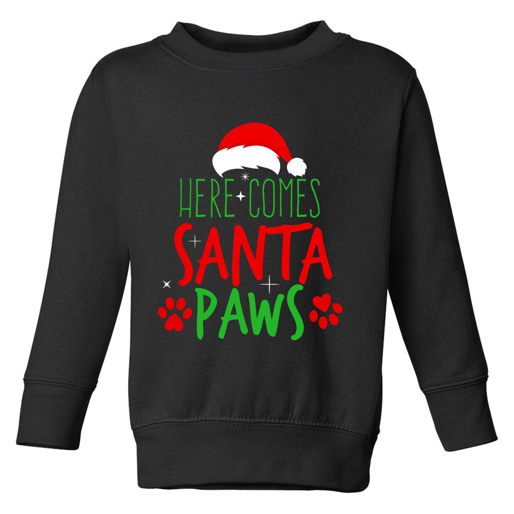 Here Comes Santa Paws Cute Christmas Toddler Sweatshirt