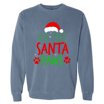 Here Comes Santa Paws Cute Christmas Garment-Dyed Sweatshirt