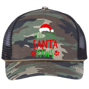 Here Comes Santa Paws Cute Christmas Retro Rope Trucker Hat Cap