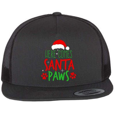 Here Comes Santa Paws Cute Christmas Flat Bill Trucker Hat