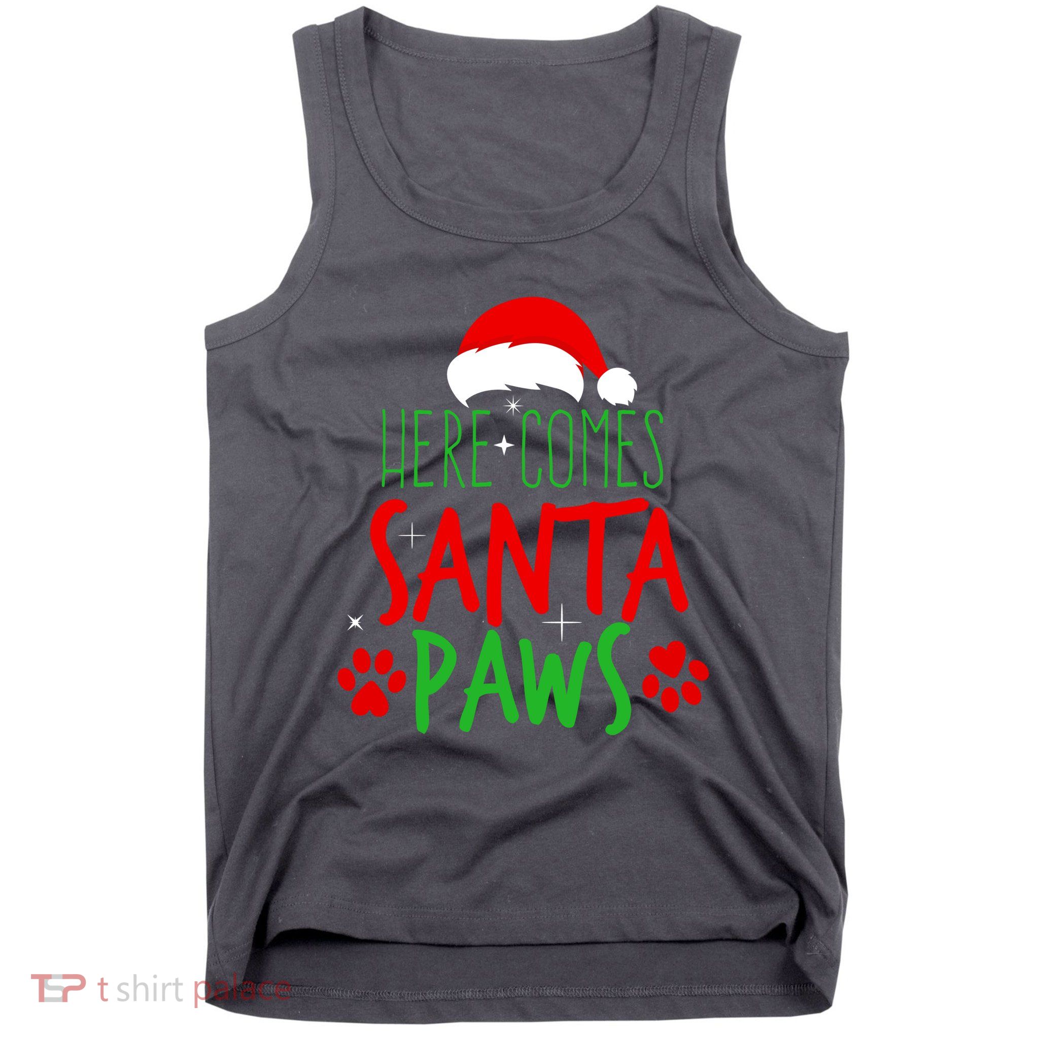 Here Comes Santa Paws Cute Christmas Tank Top