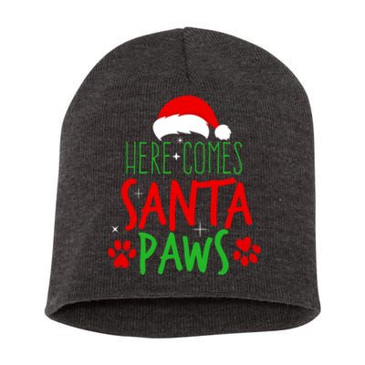 Here Comes Santa Paws Cute Christmas Short Acrylic Beanie