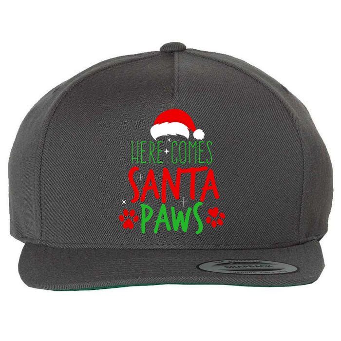 Here Comes Santa Paws Cute Christmas Wool Snapback Cap