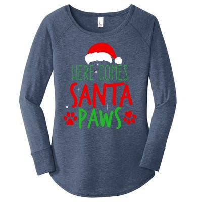 Here Comes Santa Paws Cute Christmas Women's Perfect Tri Tunic Long Sleeve Shirt