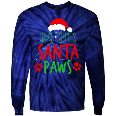 Here Comes Santa Paws Cute Christmas Tie-Dye Long Sleeve Shirt