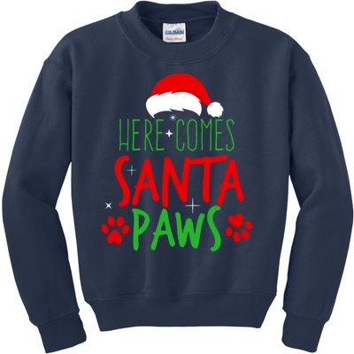 Here Comes Santa Paws Cute Christmas Kids Sweatshirt