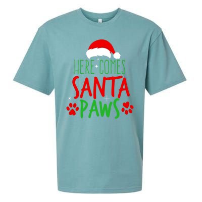 Here Comes Santa Paws Cute Christmas Sueded Cloud Jersey T-Shirt