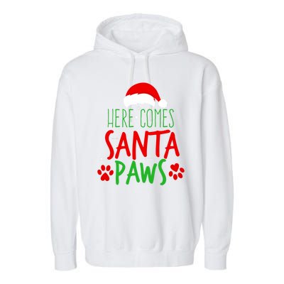 Here Comes Santa Paws Cute Christmas Garment-Dyed Fleece Hoodie