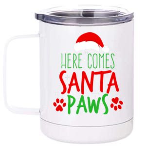 Here Comes Santa Paws Cute Christmas 12 oz Stainless Steel Tumbler Cup