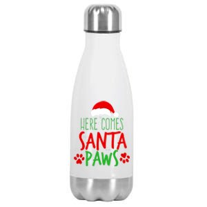 Here Comes Santa Paws Cute Christmas Stainless Steel Insulated Water Bottle