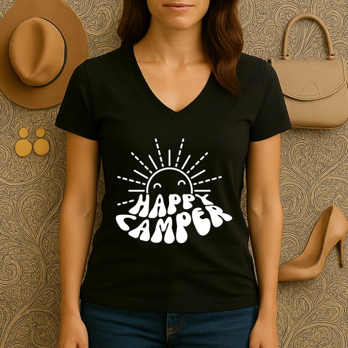 Happy Camper Sunrise Women's V-Neck T-Shirt