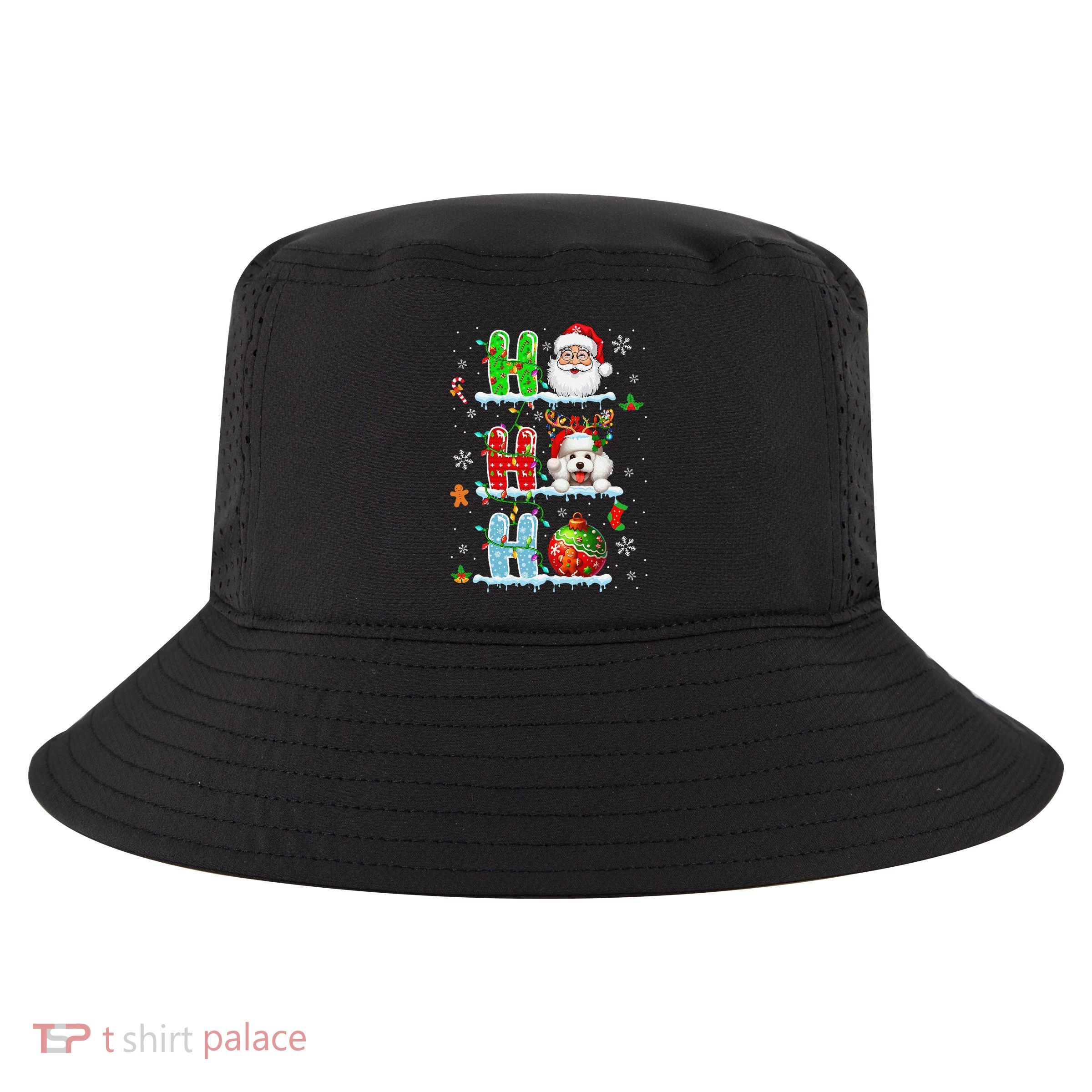 Ho3 Christmas Santa Laughing Reindeer Poodle Owner Cool Comfort Performance Bucket Hat