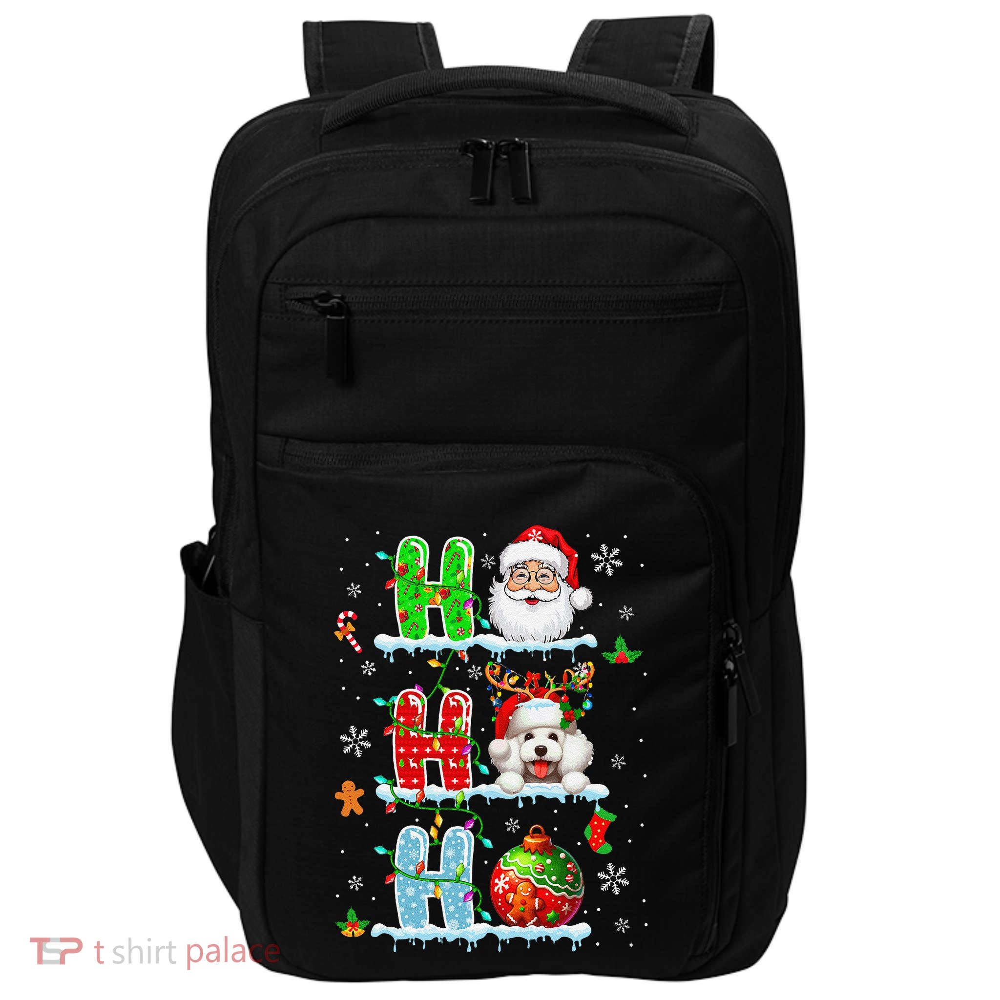 Ho3 Christmas Santa Laughing Reindeer Poodle Owner Impact Tech Backpack
