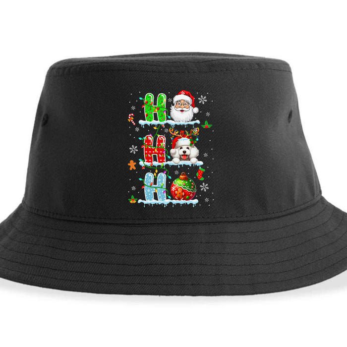 Ho3 Christmas Santa Laughing Reindeer Poodle Owner Sustainable Bucket Hat
