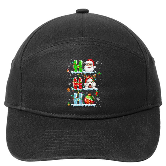 Ho3 Christmas Santa Laughing Reindeer Poodle Owner 7-Panel Snapback Hat