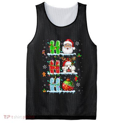 Ho3 Christmas Santa Laughing Reindeer Poodle Owner Mesh Reversible Basketball Jersey Tank