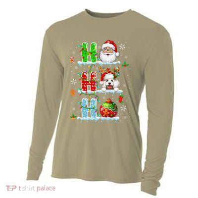 Ho3 Christmas Santa Laughing Reindeer Poodle Owner Cooling Performance Long Sleeve Crew