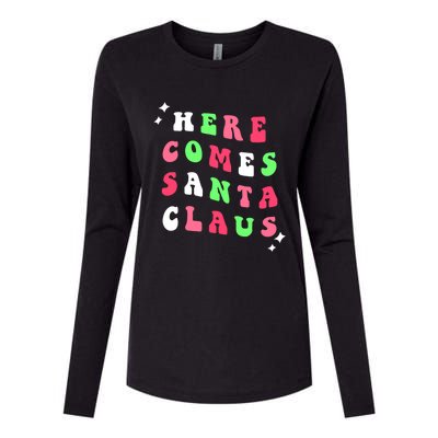 Here Comes Santa Claus Retro Merry Christmas Xmas Gift Womens Cotton Relaxed Long Sleeve T-Shirt