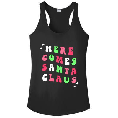 Here Comes Santa Claus Retro Merry Christmas Xmas Gift Ladies PosiCharge Competitor Racerback Tank