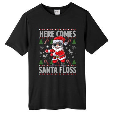 Here Come Santa Floss Christmas Tree Santa Claus Christmas Gift Tall Fusion ChromaSoft Performance T-Shirt