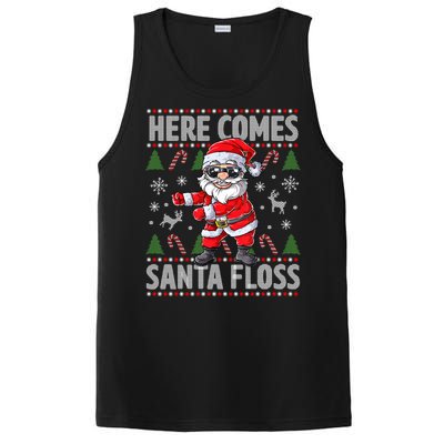 Here Come Santa Floss Christmas Tree Santa Claus Christmas Gift PosiCharge Competitor Tank