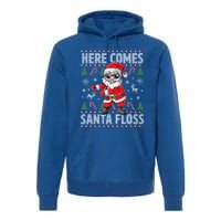 Here Come Santa Floss Christmas Tree Santa Claus Christmas Gift Premium Hoodie