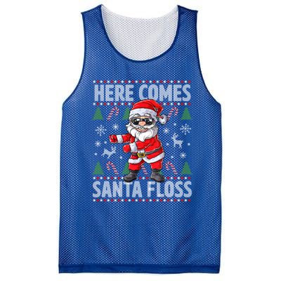 Here Come Santa Floss Christmas Tree Santa Claus Christmas Gift Mesh Reversible Basketball Jersey Tank