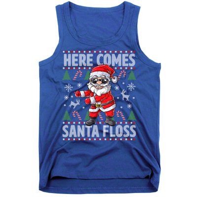 Here Come Santa Floss Christmas Tree Santa Claus Christmas Gift Tank Top