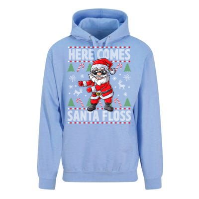 Here Come Santa Floss Christmas Tree Santa Claus Christmas Gift Unisex Surf Hoodie