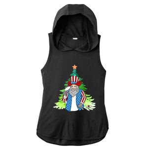 Here Comes Santa Clauspatriotic Kris Kringle Christmas Tree Gift Ladies PosiCharge Tri-Blend Wicking Draft Hoodie Tank