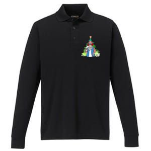 Here Comes Santa Clauspatriotic Kris Kringle Christmas Tree Gift Performance Long Sleeve Polo