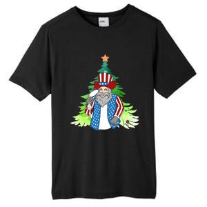 Here Comes Santa Clauspatriotic Kris Kringle Christmas Tree Gift Tall Fusion ChromaSoft Performance T-Shirt