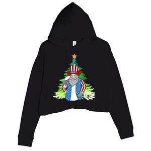 Here Comes Santa Clauspatriotic Kris Kringle Christmas Tree Gift Crop Fleece Hoodie