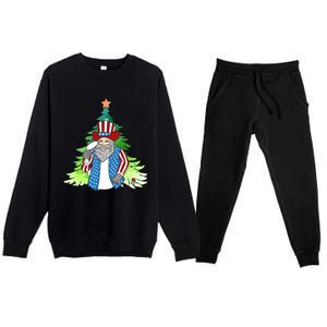 Here Comes Santa Clauspatriotic Kris Kringle Christmas Tree Gift Premium Crewneck Sweatsuit Set