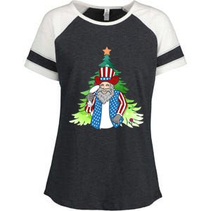 Here Comes Santa Clauspatriotic Kris Kringle Christmas Tree Gift Enza Ladies Jersey Colorblock Tee