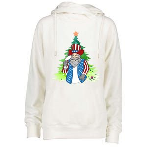 Here Comes Santa Clauspatriotic Kris Kringle Christmas Tree Gift Womens Funnel Neck Pullover Hood