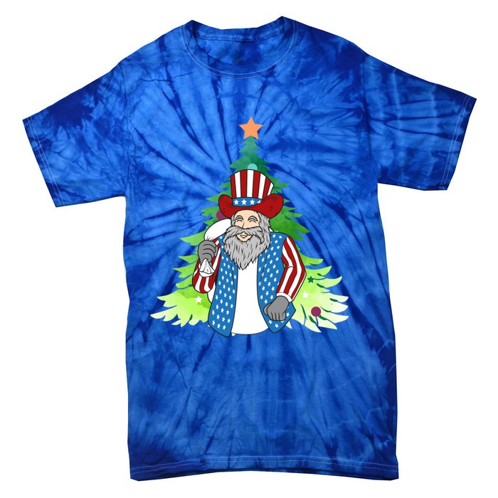 Here Comes Santa Clauspatriotic Kris Kringle Christmas Tree Gift Tie-Dye T-Shirt