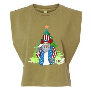 Here Comes Santa Clauspatriotic Kris Kringle Christmas Tree Gift Garment-Dyed Women's Muscle Tee